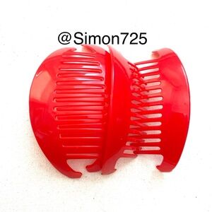 Vintage 80s 90s  Banana Interlocking Hair Comb Red Updo Ponytail Holder